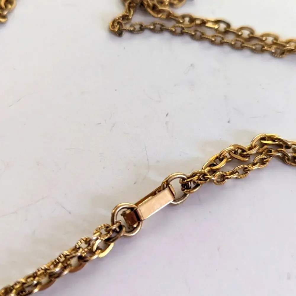 Vintage Estate Long Double Strand Gold Tone Chain Flapper Style Necklace